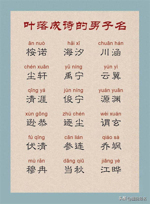 男孩起名:叶落成诗的男子名