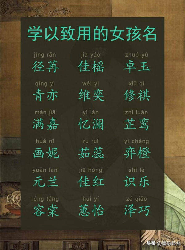 小众名字:学以致用的女孩名