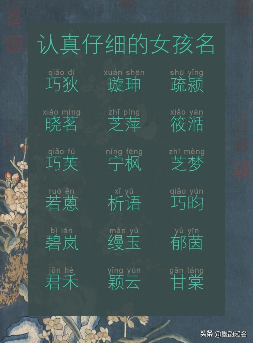 原创名字:认真仔细的女孩名