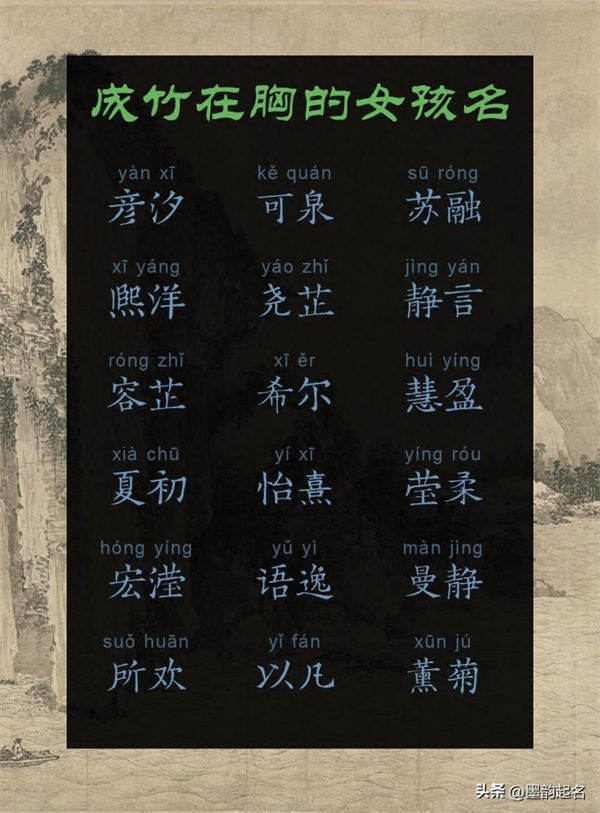 小众起名：成竹在胸的女孩名