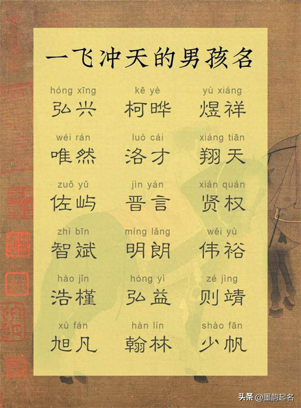 墨韵起名：一飞冲天的男孩名