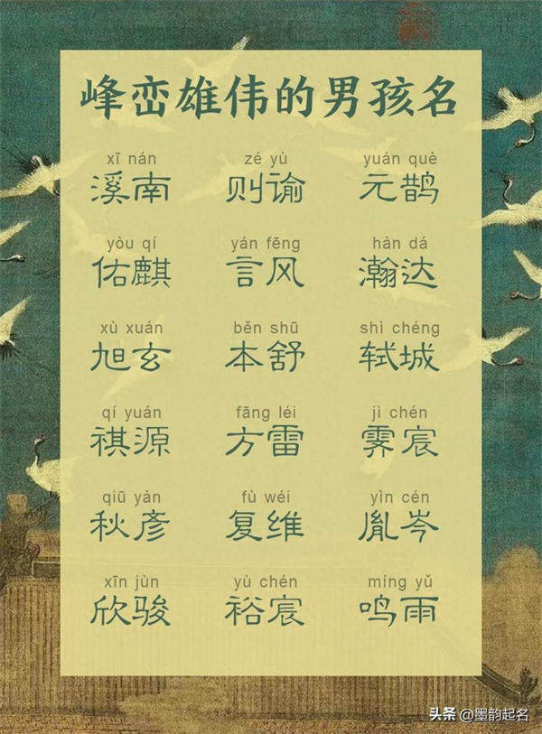 墨韵名字：峰峦雄伟的男孩名