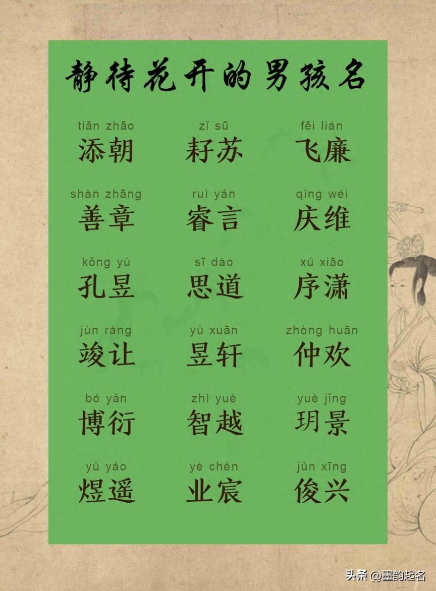 心守暖阳，静待花开的男孩名