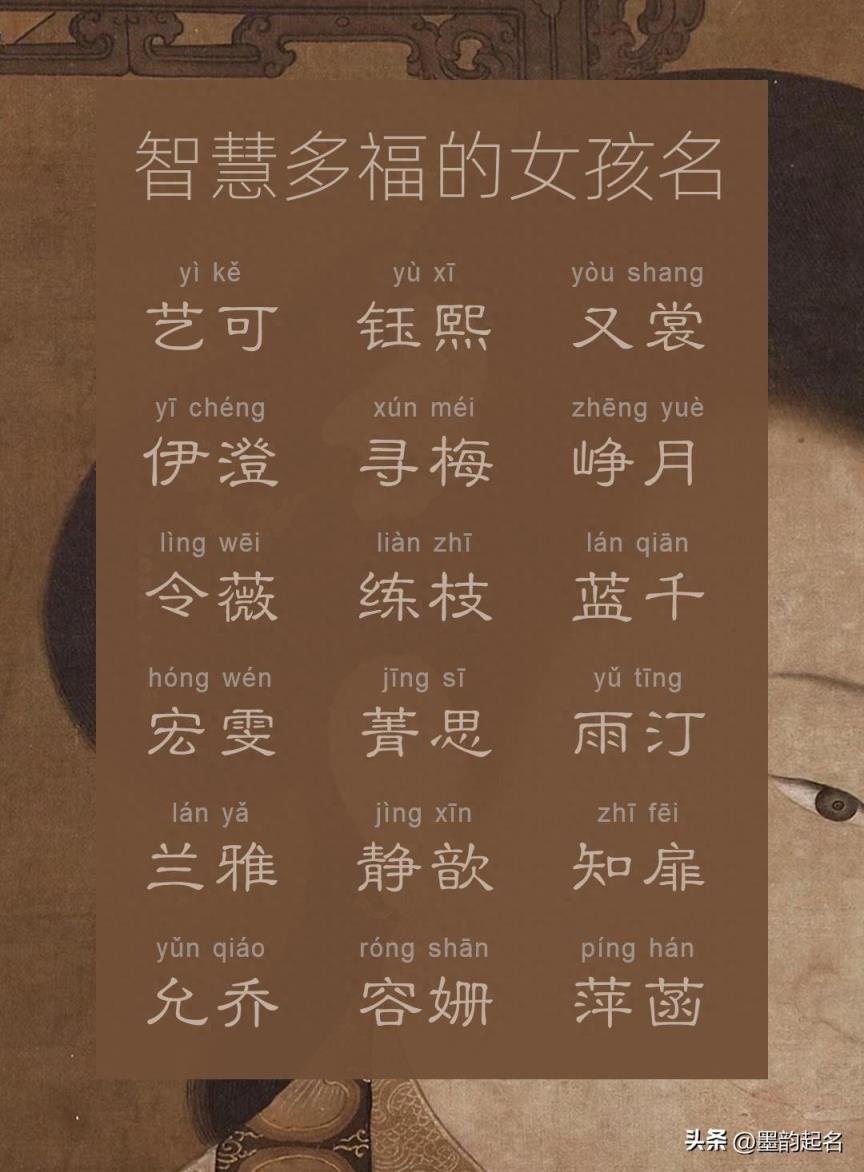 墨韵名字：智慧多福的女孩名