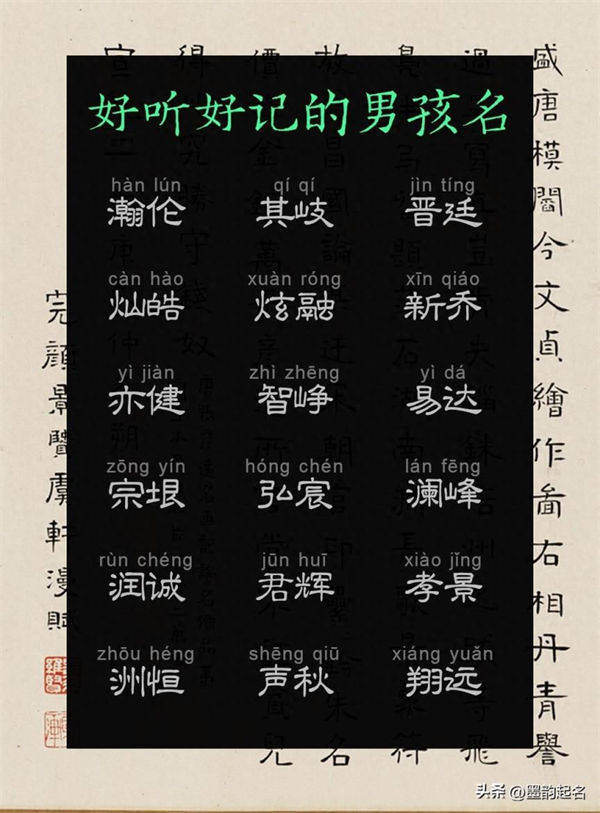 原创取名：好听好记的男孩名