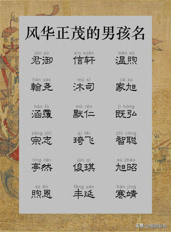 国学取名：风华正茂的男孩名