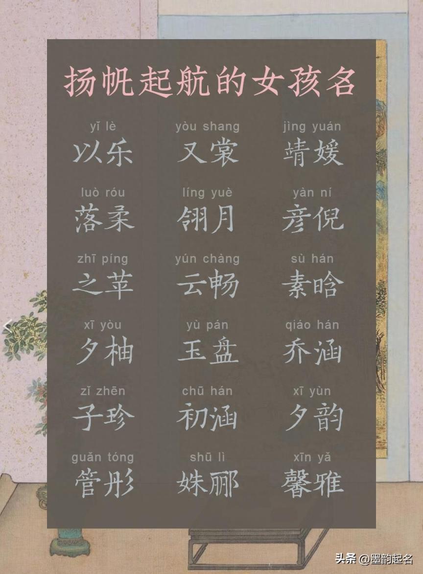 原创取名：扬帆起航的女孩名