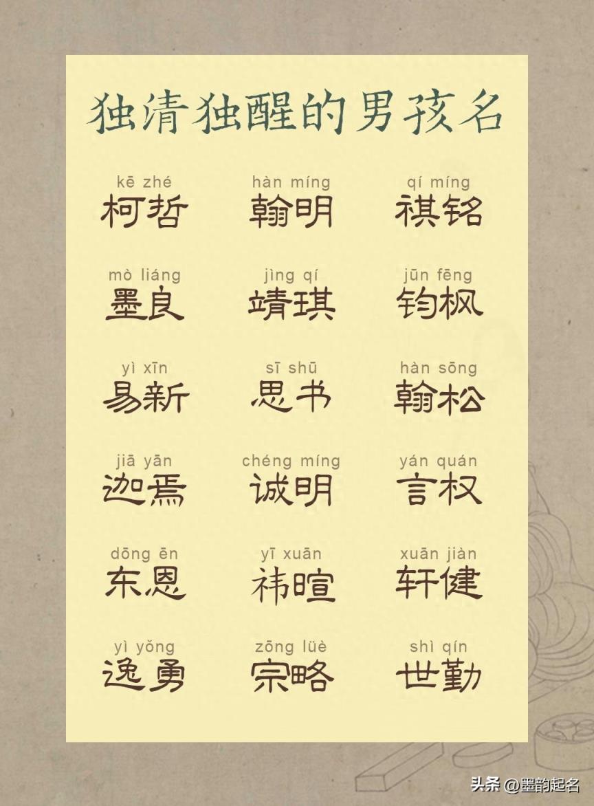 小众起名：独清独醒的男孩名