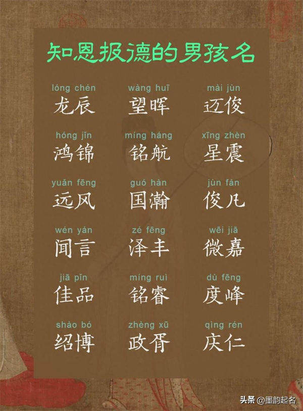 墨韵起名：知恩报德的男孩名