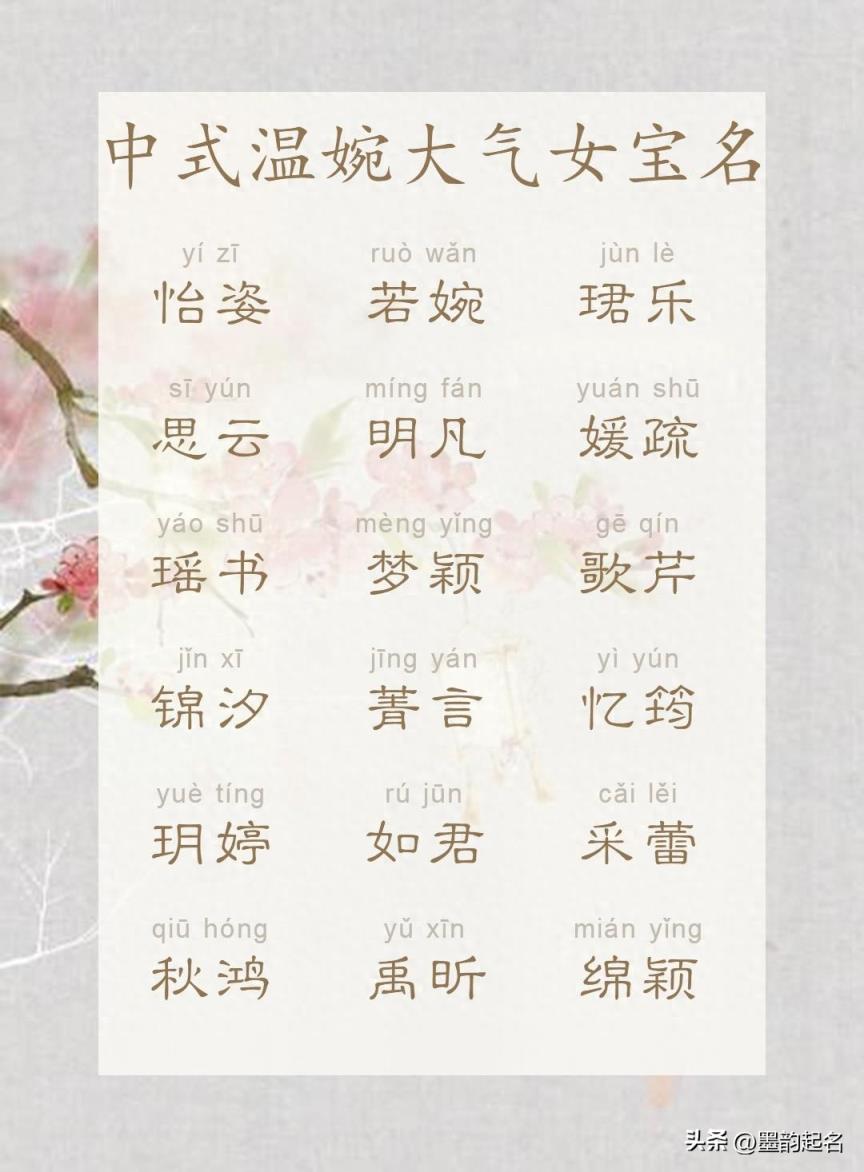 中式温婉大气女宝名字，越看越喜欢，准爸准妈可收藏