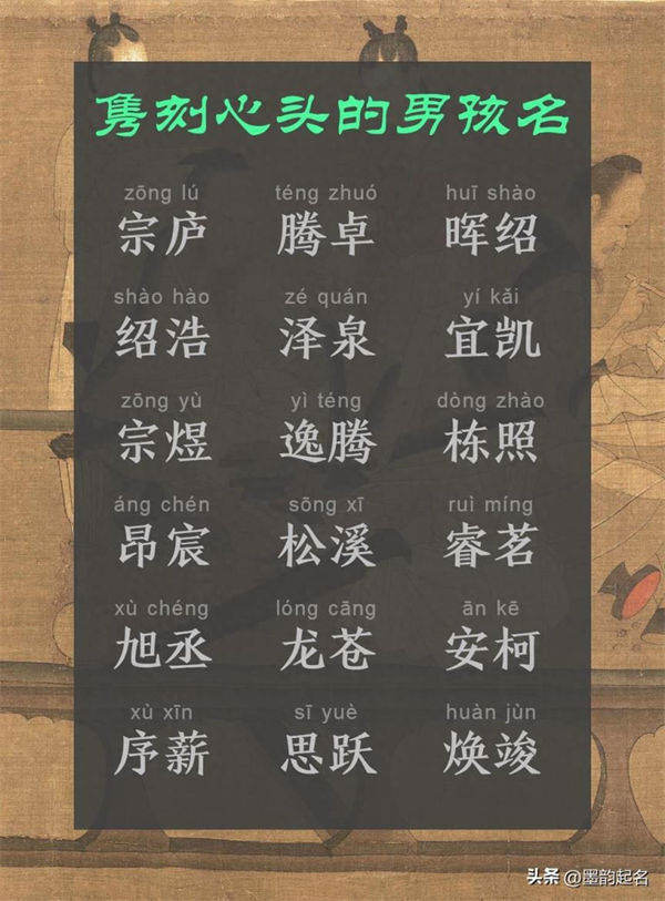 原创起名：隽刻心头的男孩名
