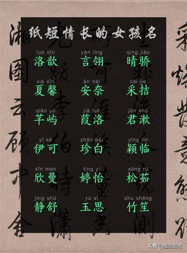 中国式浪漫 纸短情长的女孩名字