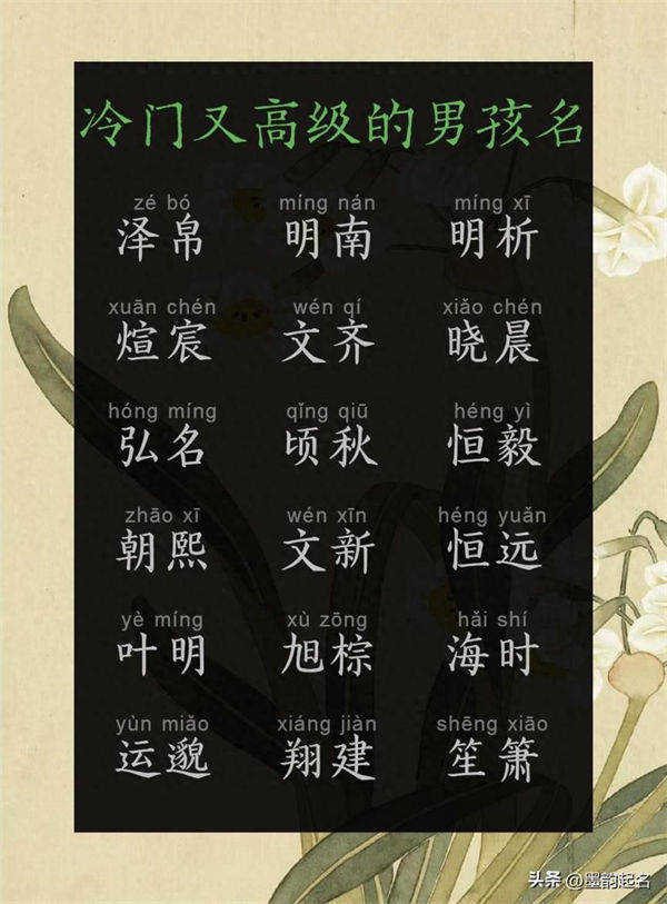 冷门又高级的男孩名字，跟重名说拜拜