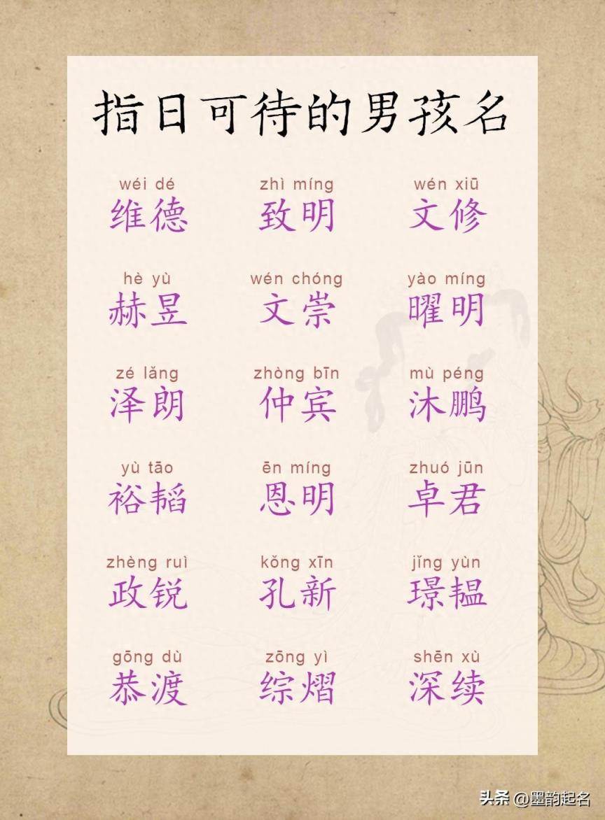 国学取名:指日可待的男孩名