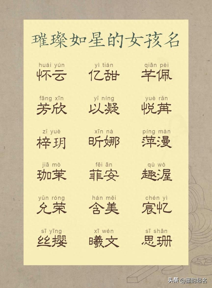 原创取名：璀璨如星的女孩名