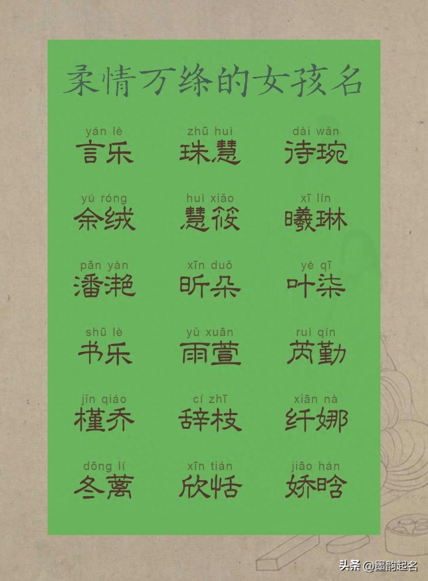 小众取名：柔情万绦的女孩名