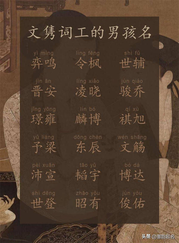 原创名字:文隽词工的男孩名