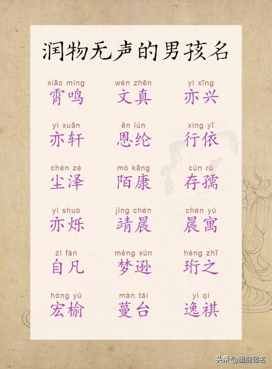 原创名字：润物无声的男孩名