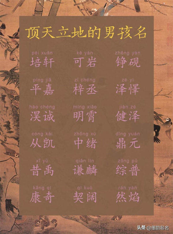 国学名字：顶天立地的男孩名