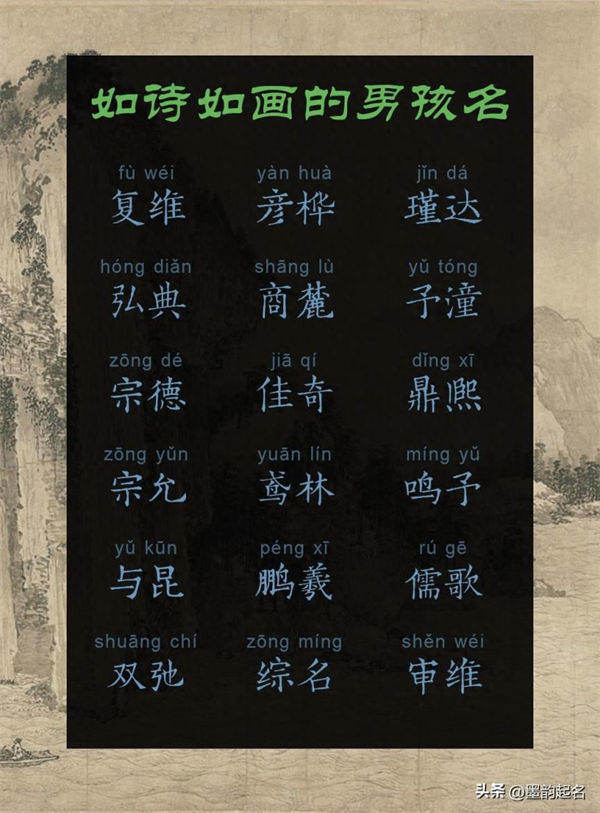 小众名字:如诗如画的男孩名