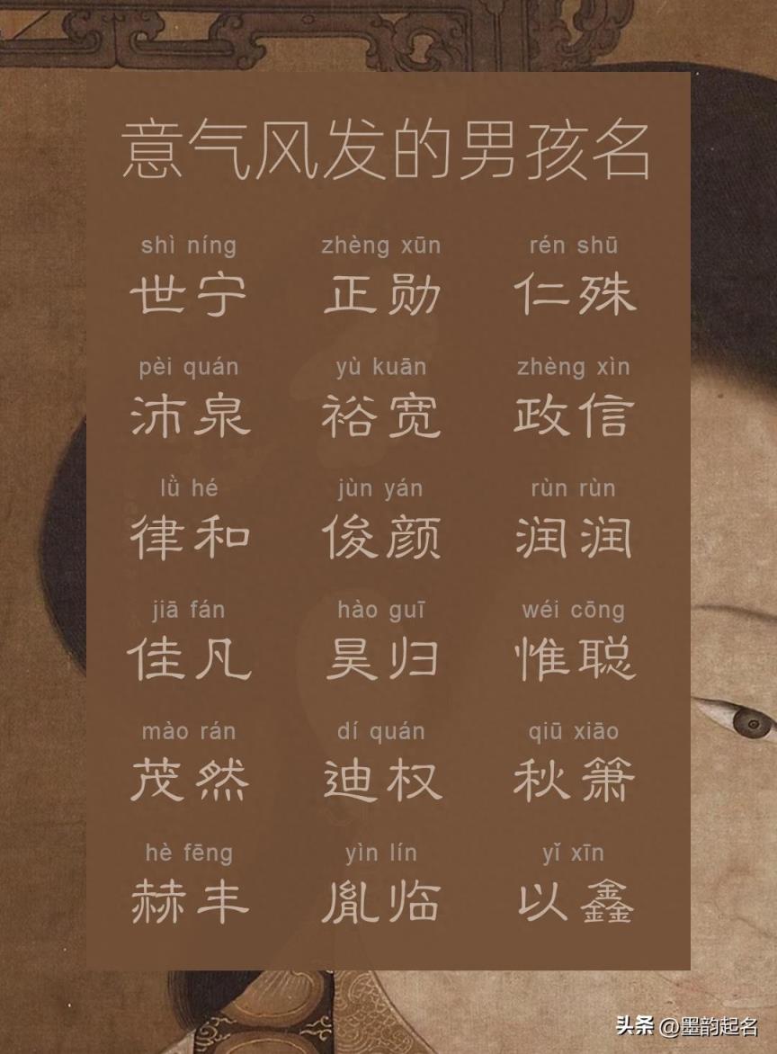 彰显国风气质，意气风发的男孩名字