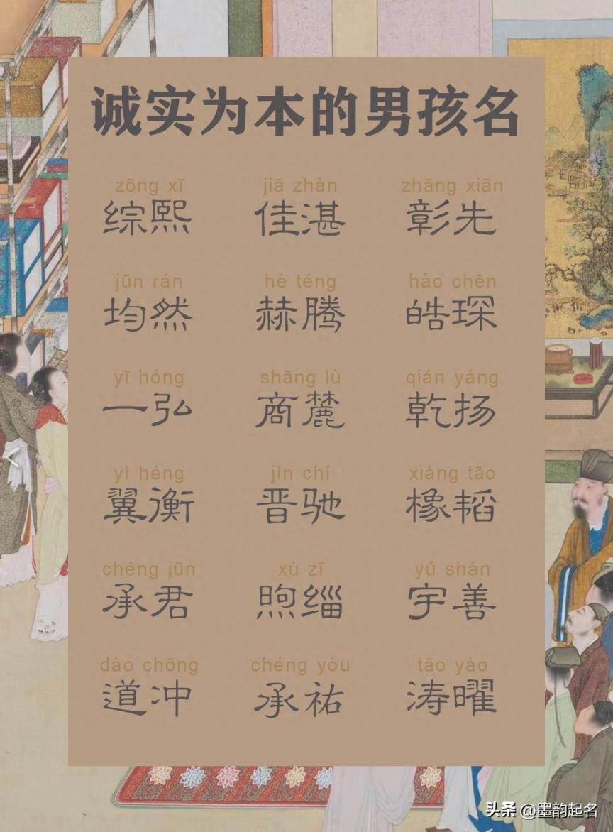 国学起名：诚实为本的男孩名